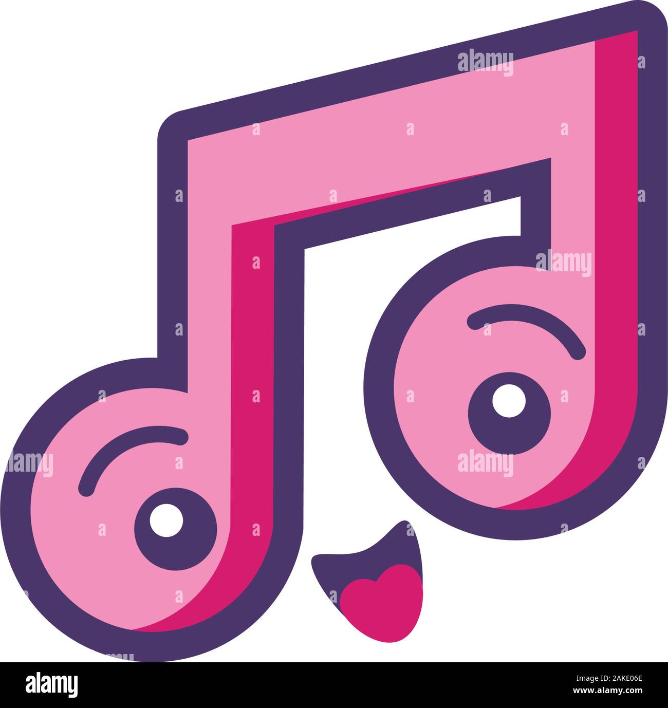 Music note cartoon design, Kawaii expression cute character funny and emoticon theme Vector illustration Stock Vector