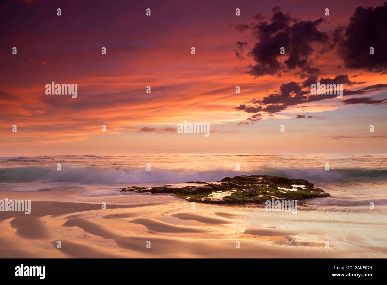 Dramatic Sunset from Windansea beach in La Jolla, California Stock Photo