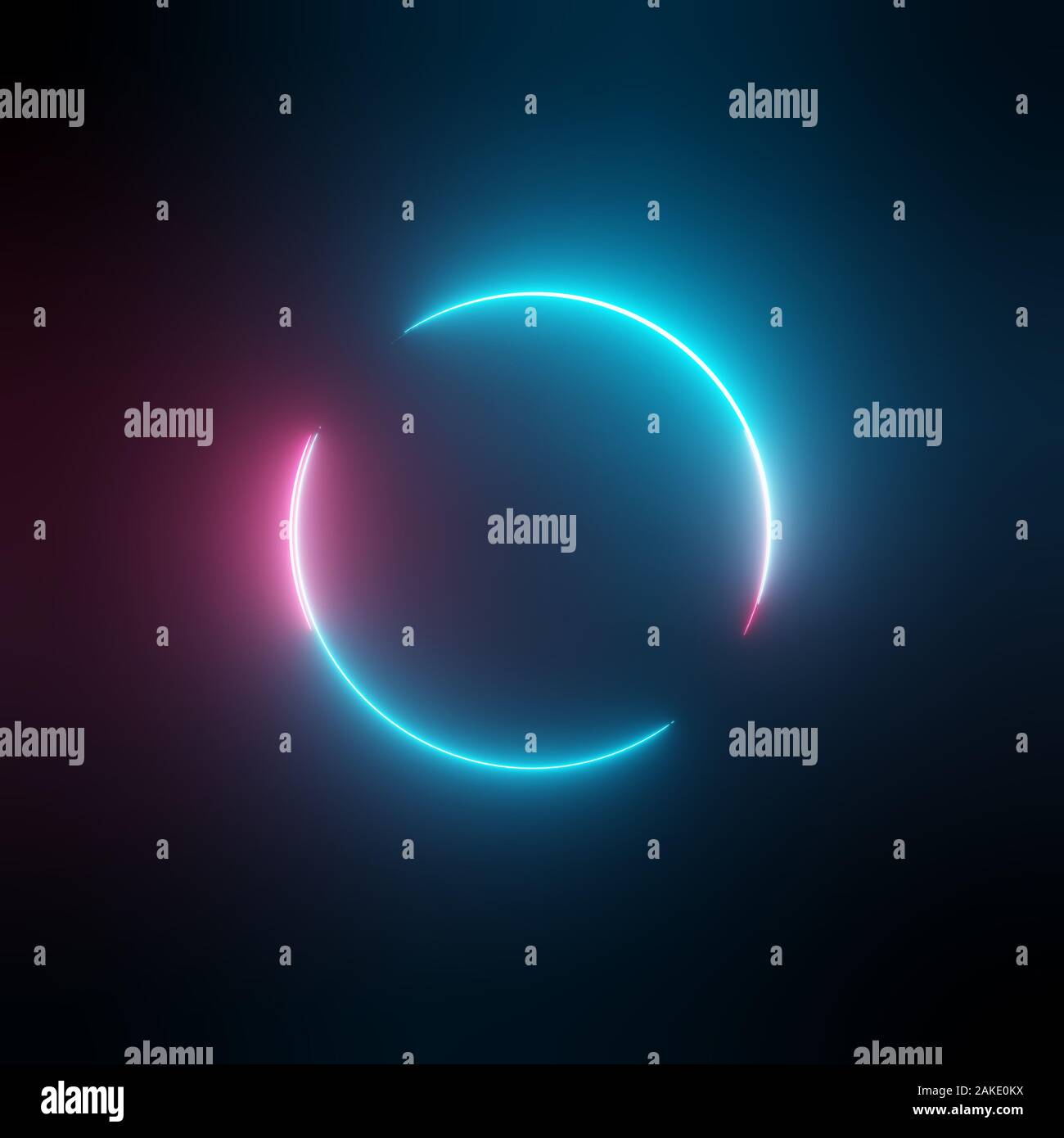 Neon light circle frame on dark background. 3D illustration Stock Photo ...