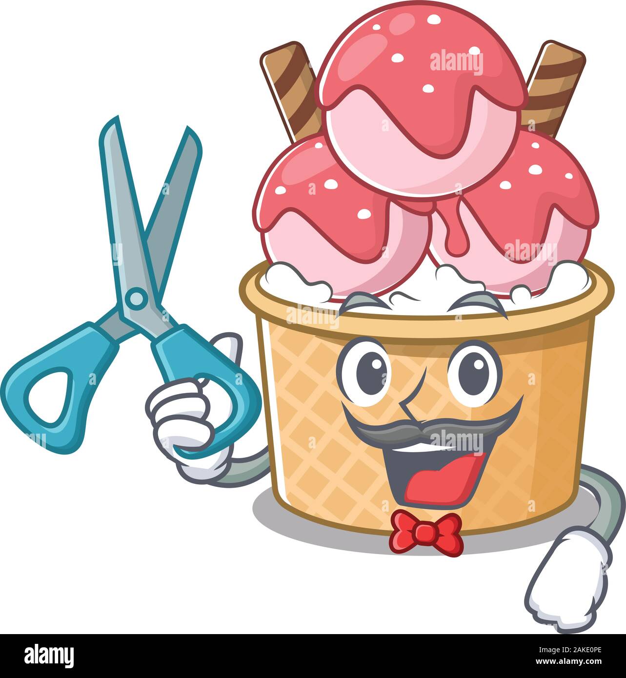 Smiley Funny Barber Ice Cream Sundae Cartoon Character Design Style Stock Vector Image Art Alamy