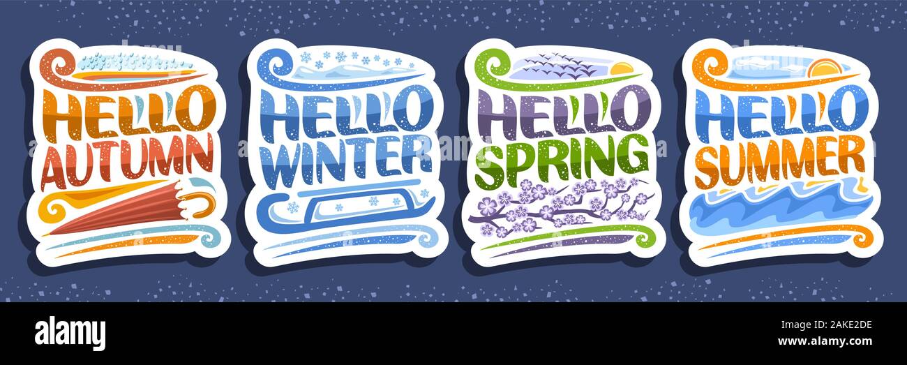 Vector set for Four Seasons, 4 cut out decorative seasonal badges with ...