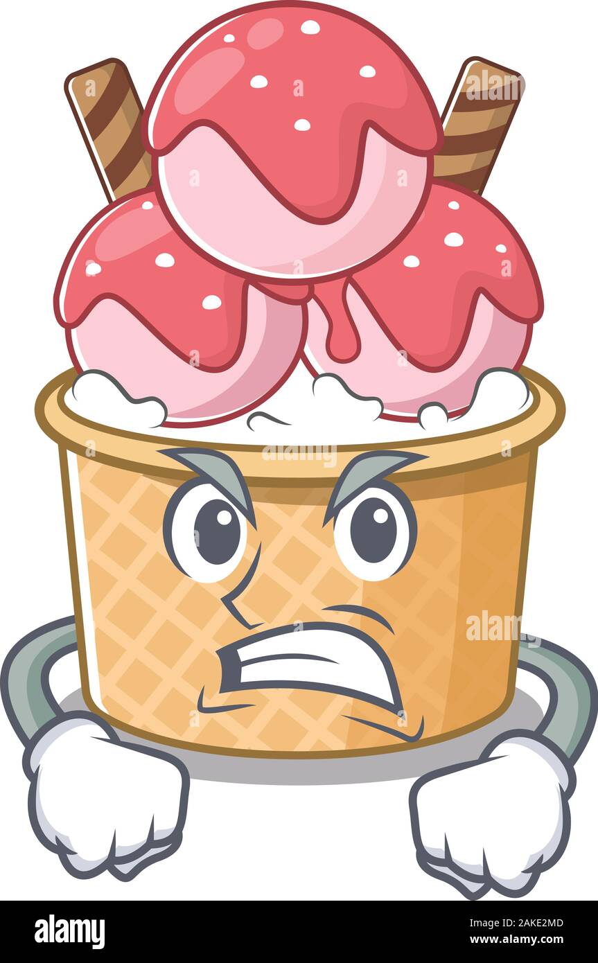 Ice cream sundae cartoon character design having angry face Stock Vector  Image & Art - Alamy