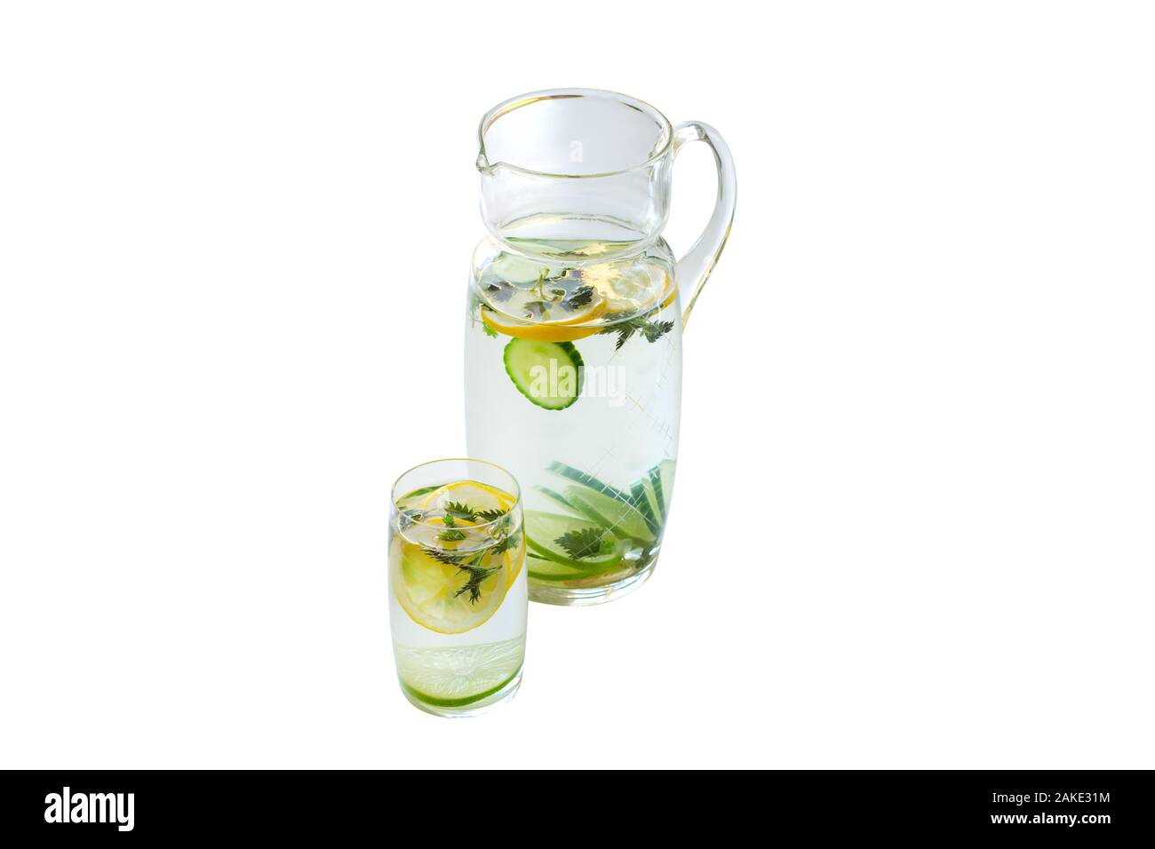 Composition of ginger, lime, lemon, mint isolated on white background Stock Photo