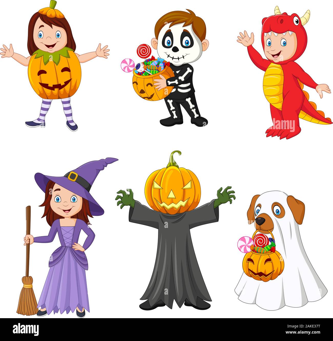 Cartoon happy kids with Halloween costume Stock Vector Image & Art - Alamy