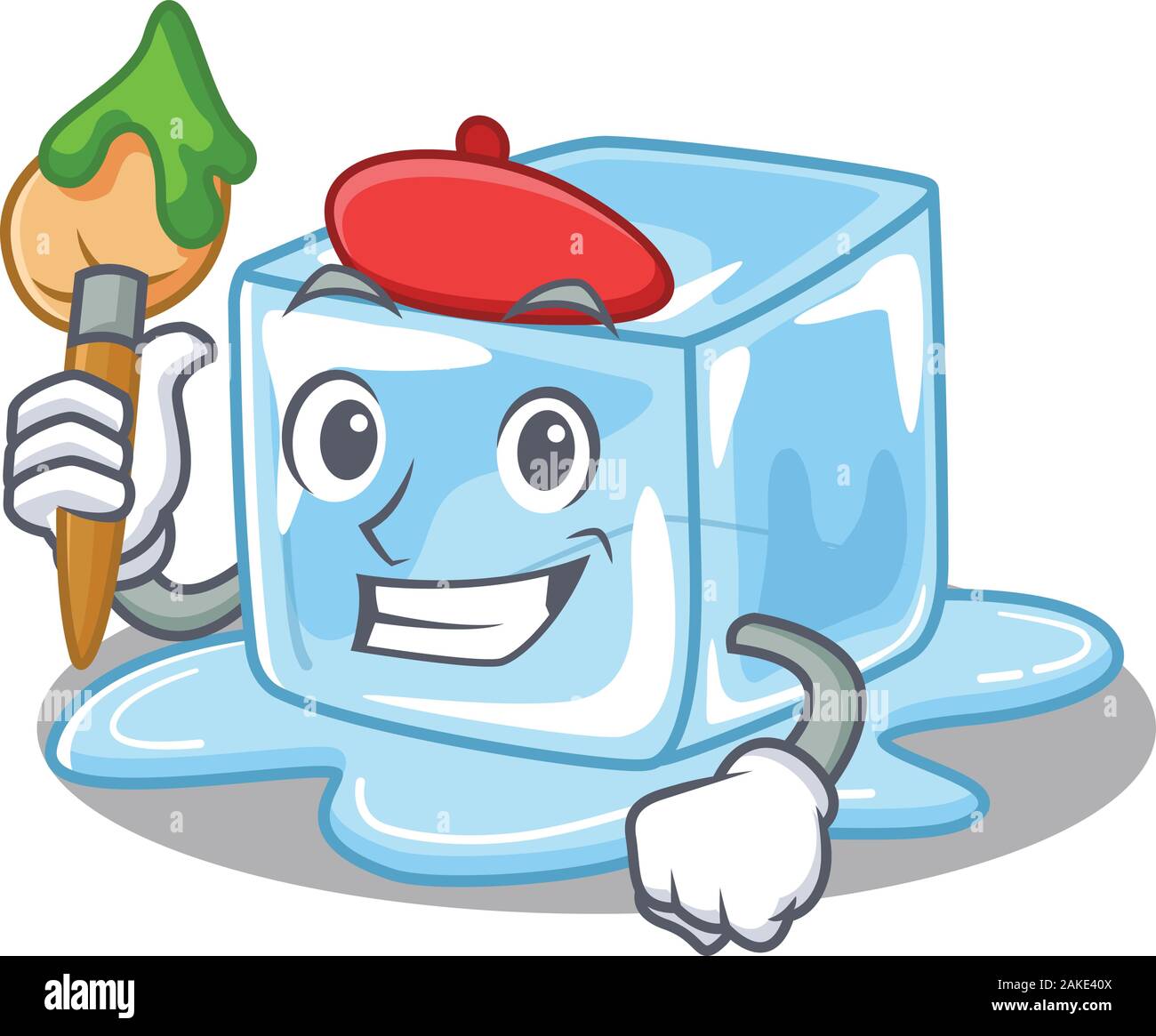 Cartoon character of ice cube Artist with a brush Stock Vector Image ...