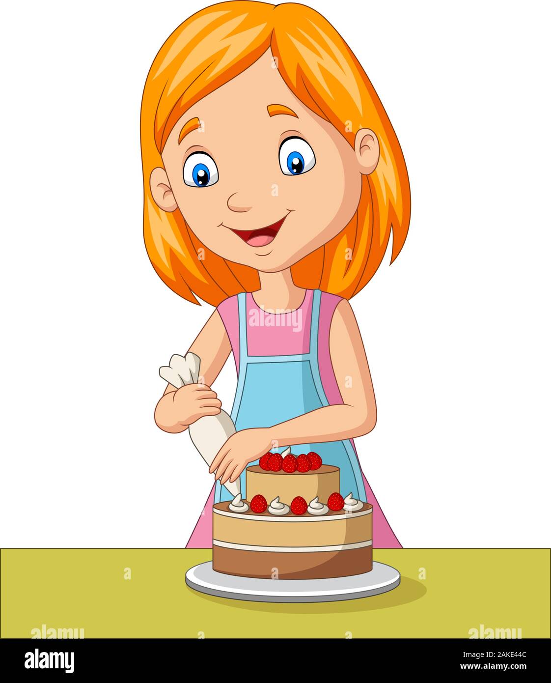 Cartoon girl decorating a cake Stock Vector Image & Art - Alamy