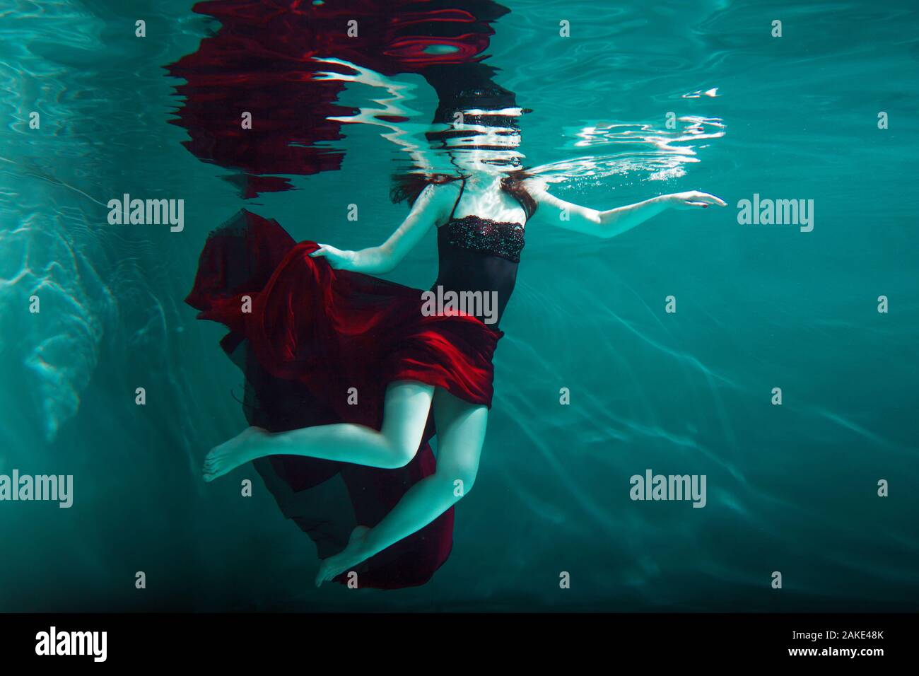 red dress swim
