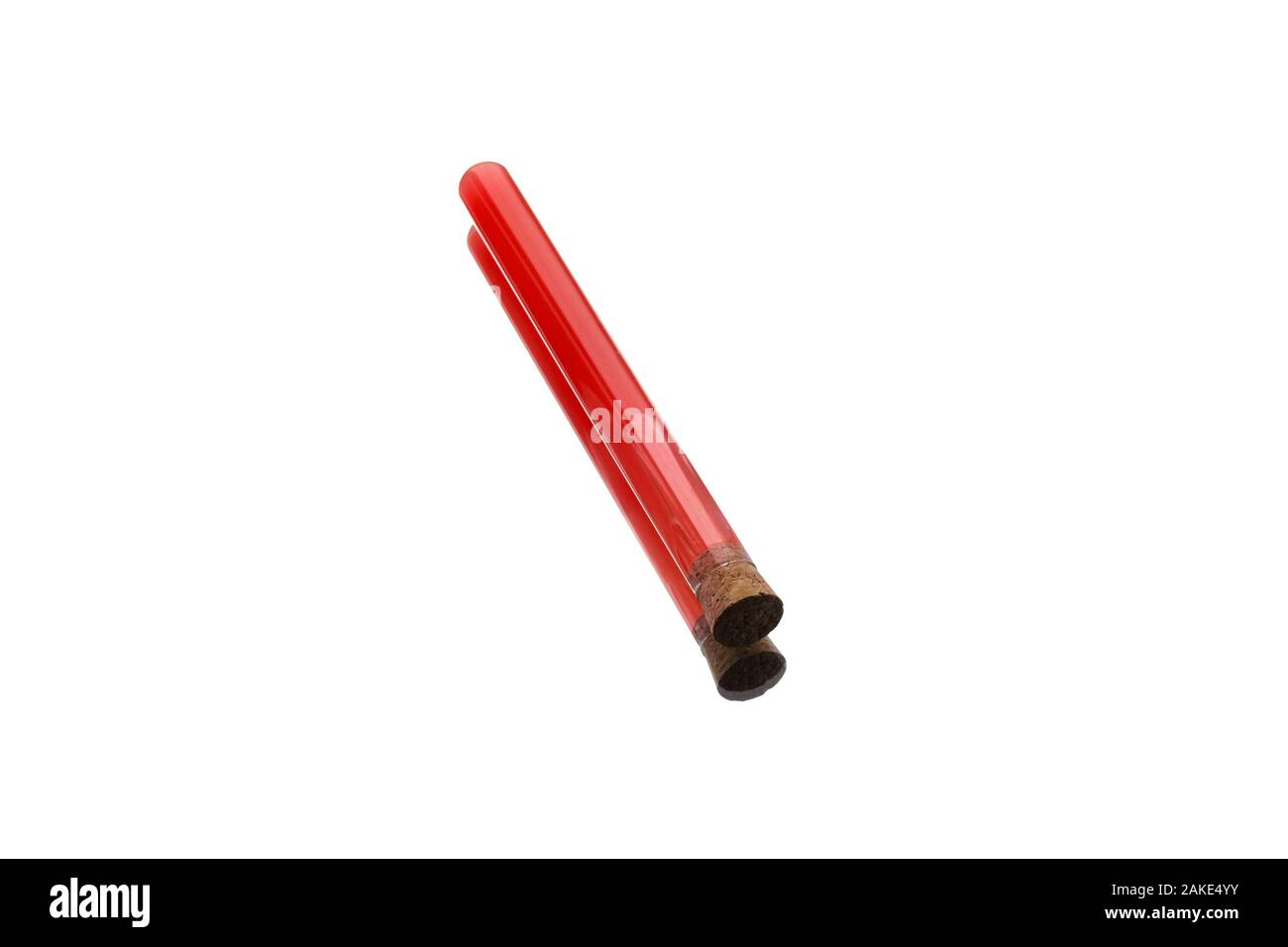 Test tube with blood sample isolated on white with wooden cork Stock ...