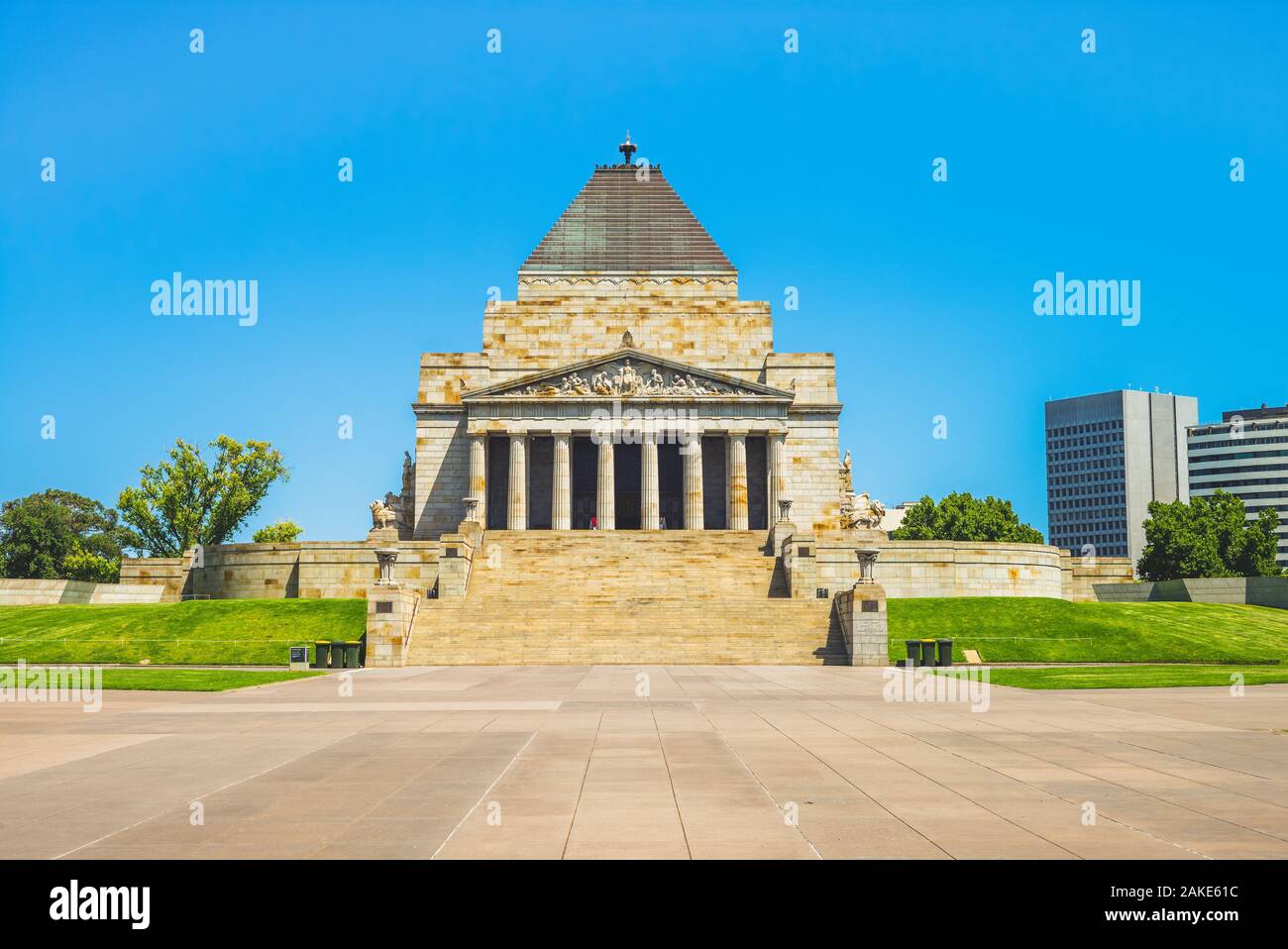 Melbourne, Australia - January 1, 2019: Shrine of Remembrance that is built to honour the men and women of Victoria who served in World War I Stock Photo