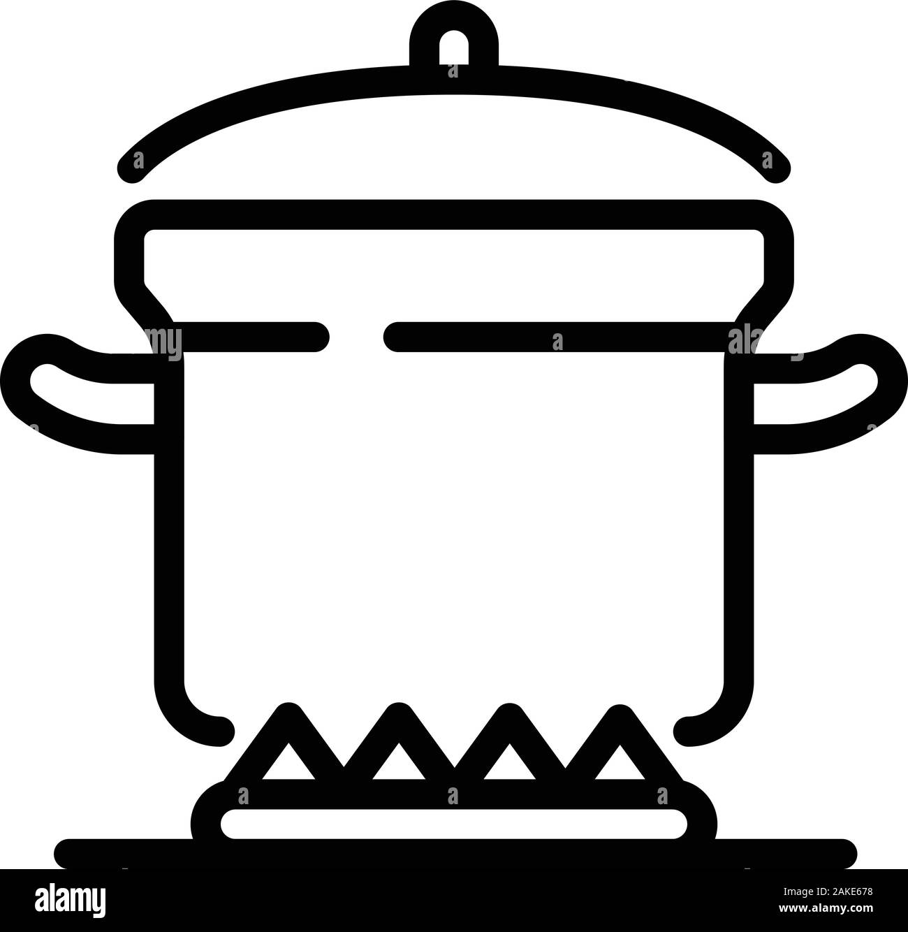 Cooking burning pot icon, outline style Stock Vector