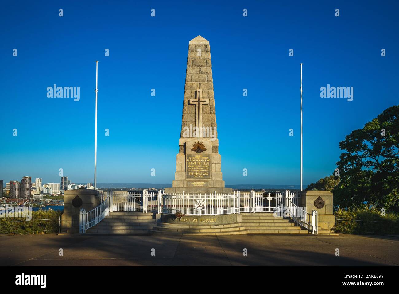 perth, australia - January 13 2019: The State War Memorial Cenotaph, unveiled in the year of the Centenary of Western Australia, 24 November 1929, by Stock Photo