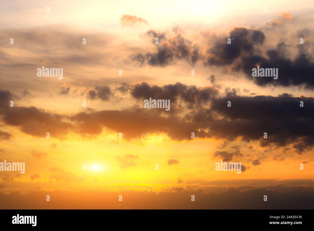 Sunset Or Sunrise With Clouds, Light Rays And Other Atmospheric Effect ...