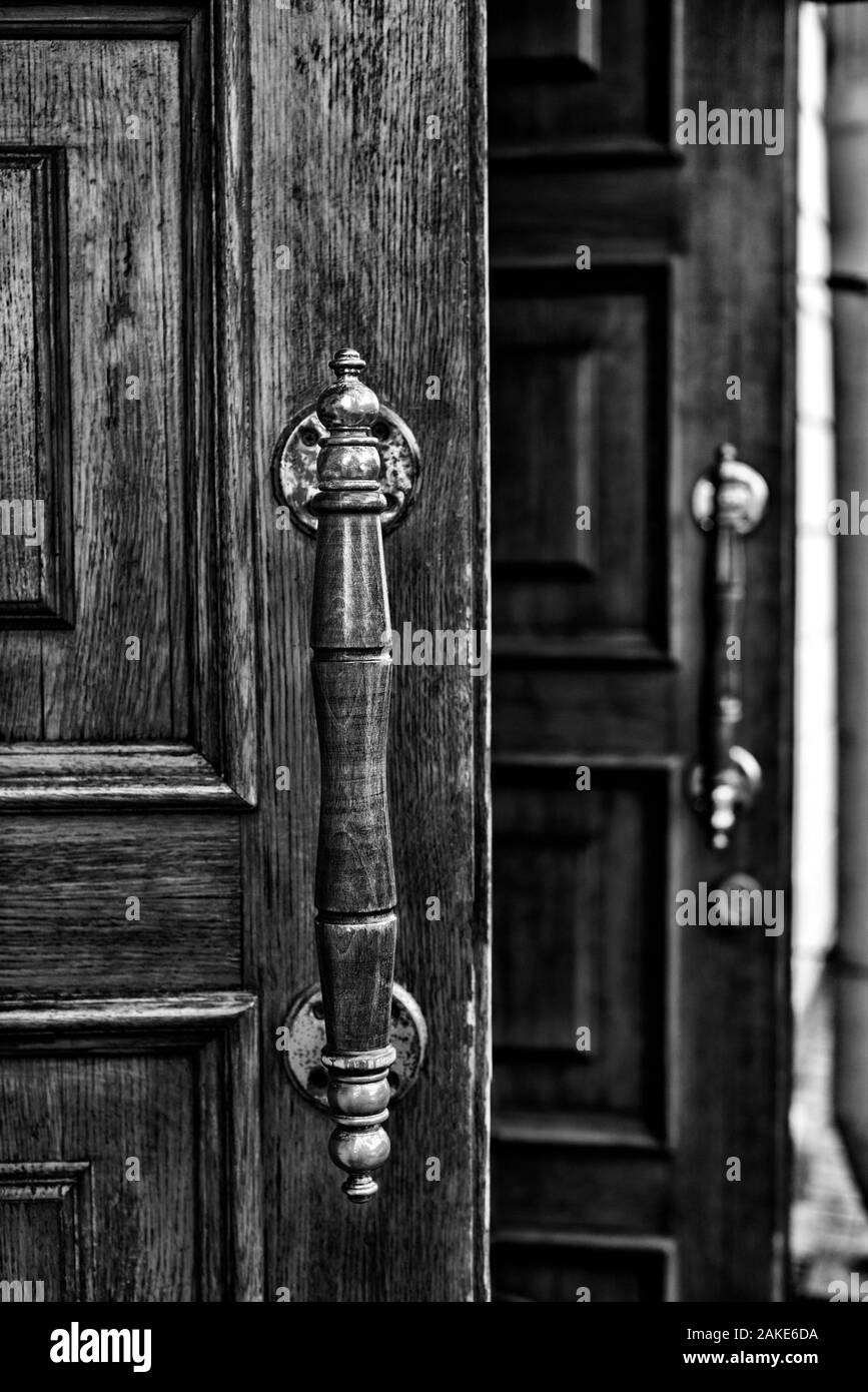 Background medieval wooden door Black and White Stock Photos & Images ...