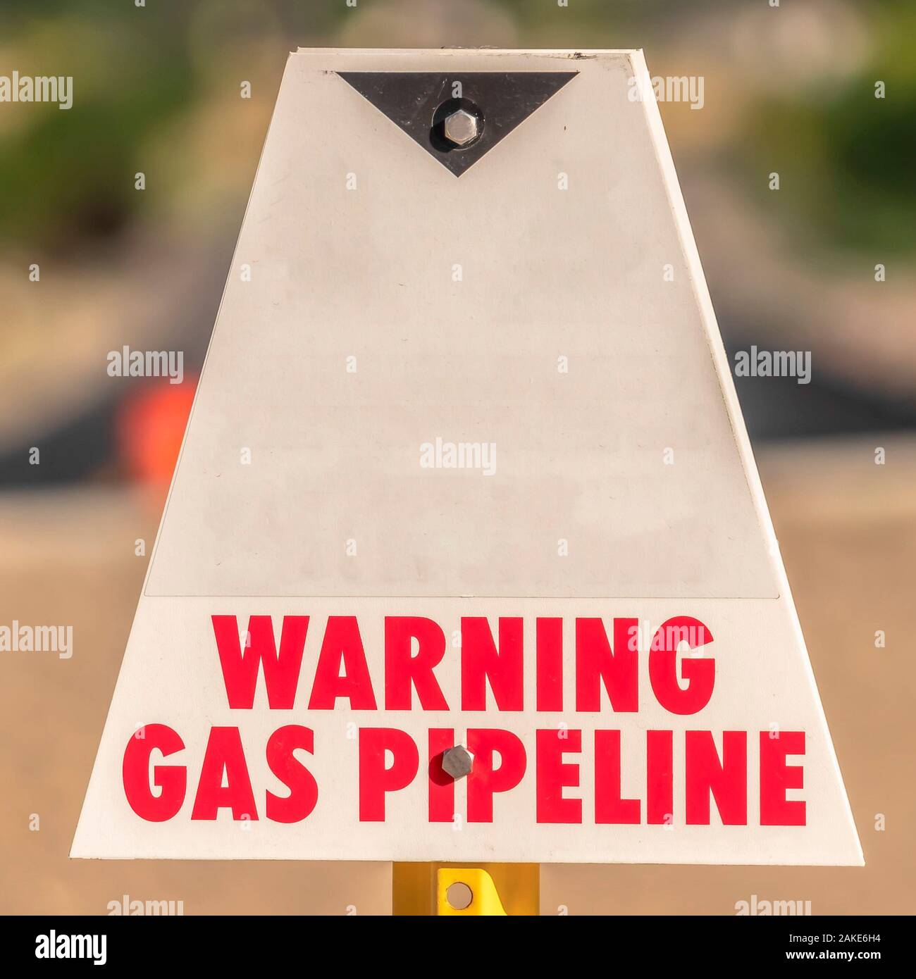 Square frame Utility warning sign used to identify and mark underground ...