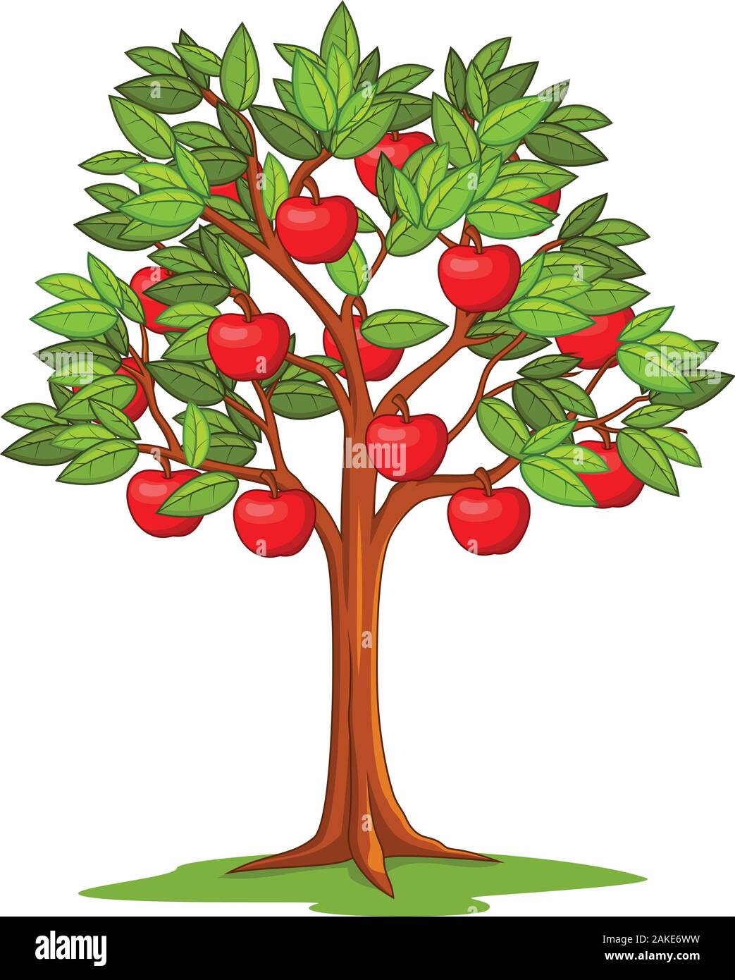 Cartoon apple tree isolated on white background Stock Vector Image ...