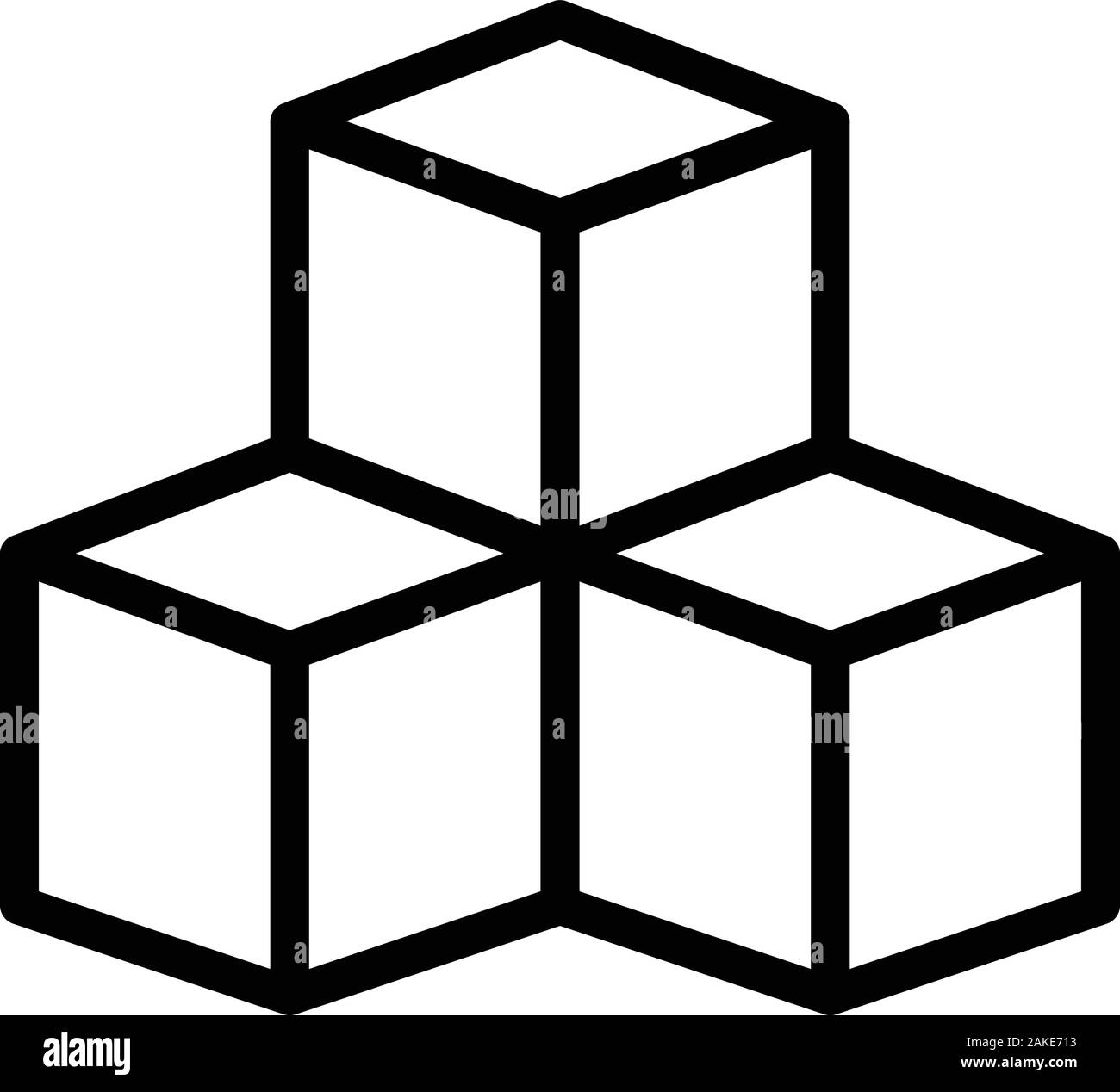 Sugar cubes icon, outline style Stock Vector