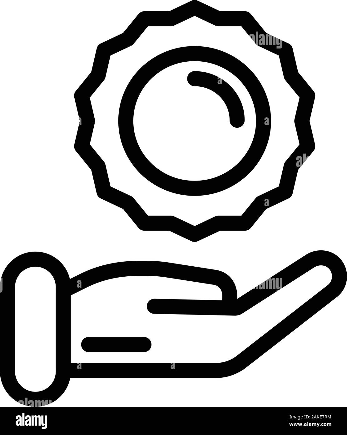 Keep sun hand icon, outline style Stock Vector