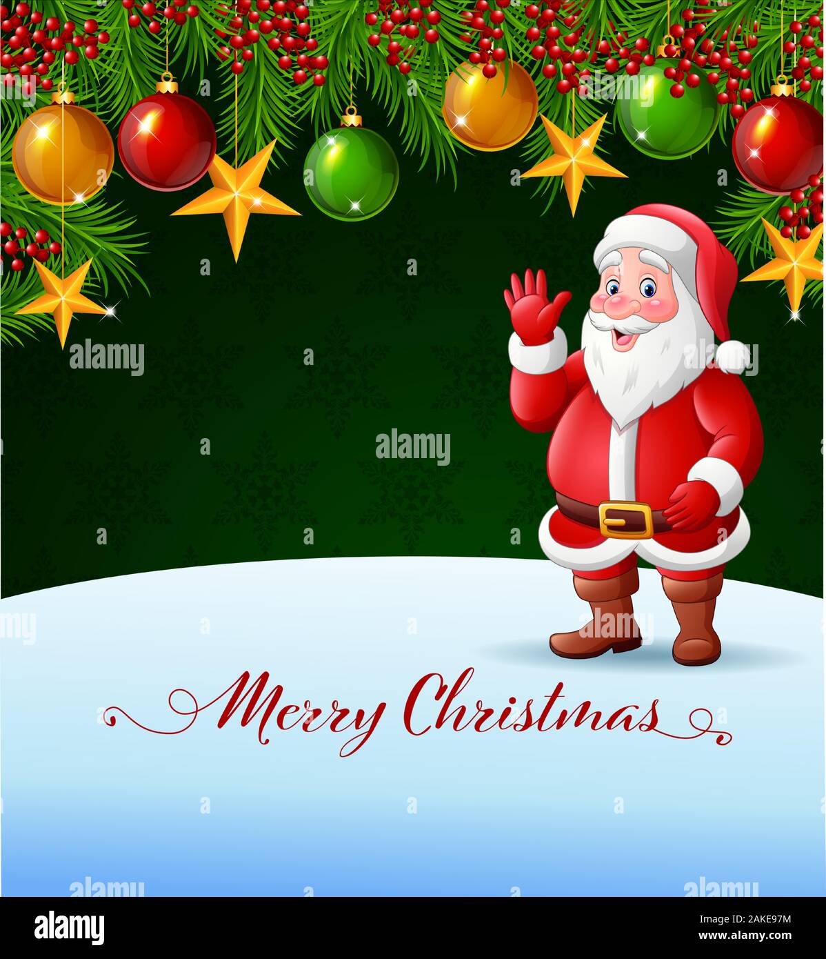 Christmas background with santa claus waving hand Stock Vector Image ...