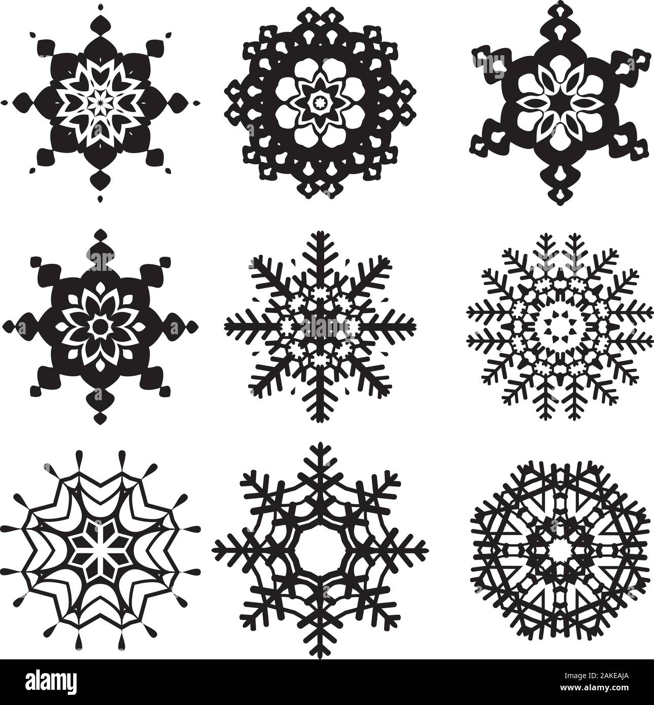 Collection of decorative snowflakes on white background Stock Vector ...