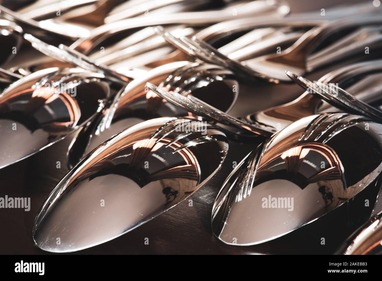 Spoons and forks on breakfast buffet table in the hotel Stock Photo Alamy
