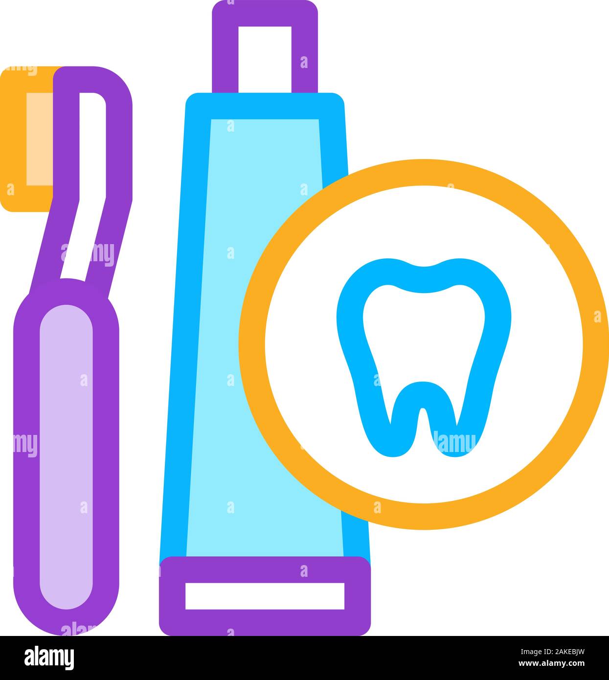 Toothbrush And Paste Icon Outline Illustration Stock Vector Image & Art ...
