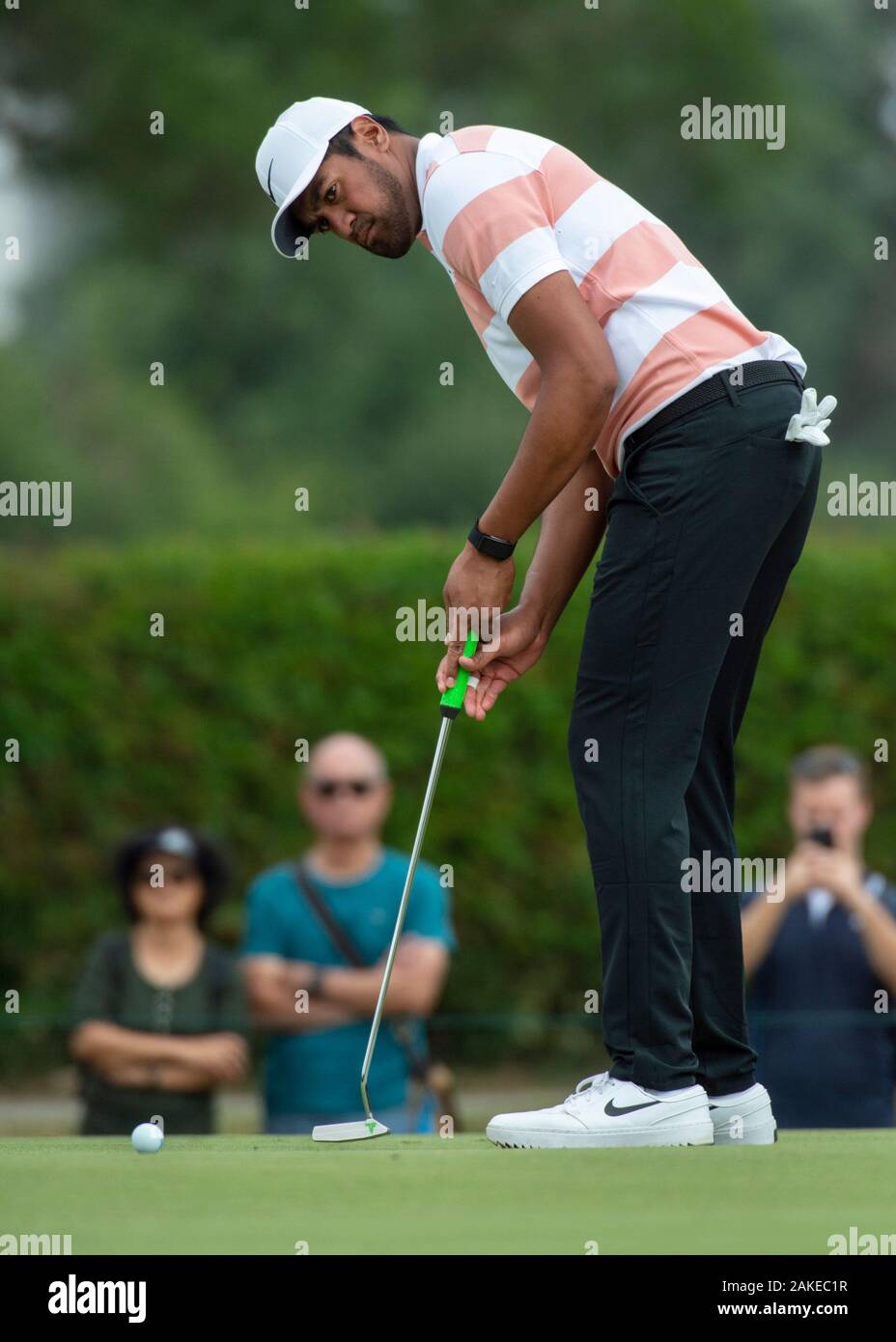 FANLING,HONG KONG SAR,CHINA: JANUARY 9th 2020. Hong Kong Open Golf Round.  Tony Finau from the USA on the 6th green during the opening round of the Hong  Kong Open.Alamy Live news/Jayne Russell