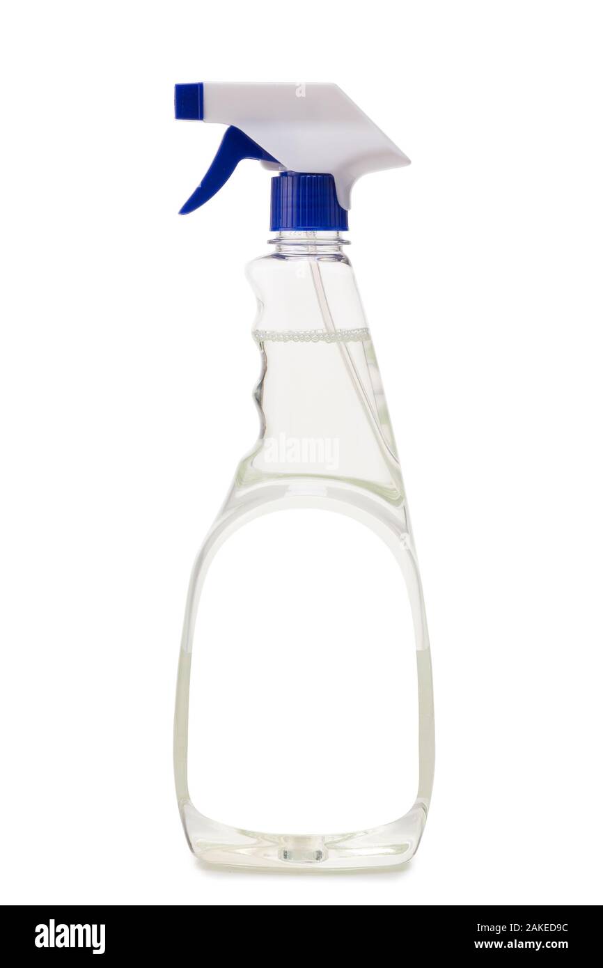 White blank plastic spray detergent bottle isolated on white background ...