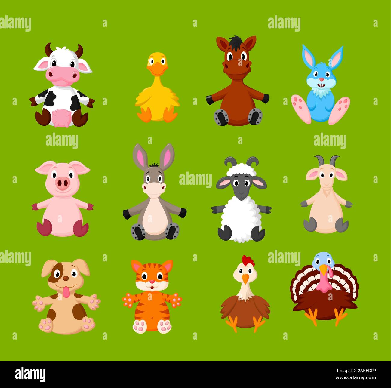 Cartoon set of cute farm animals Stock Vector Image & Art - Alamy