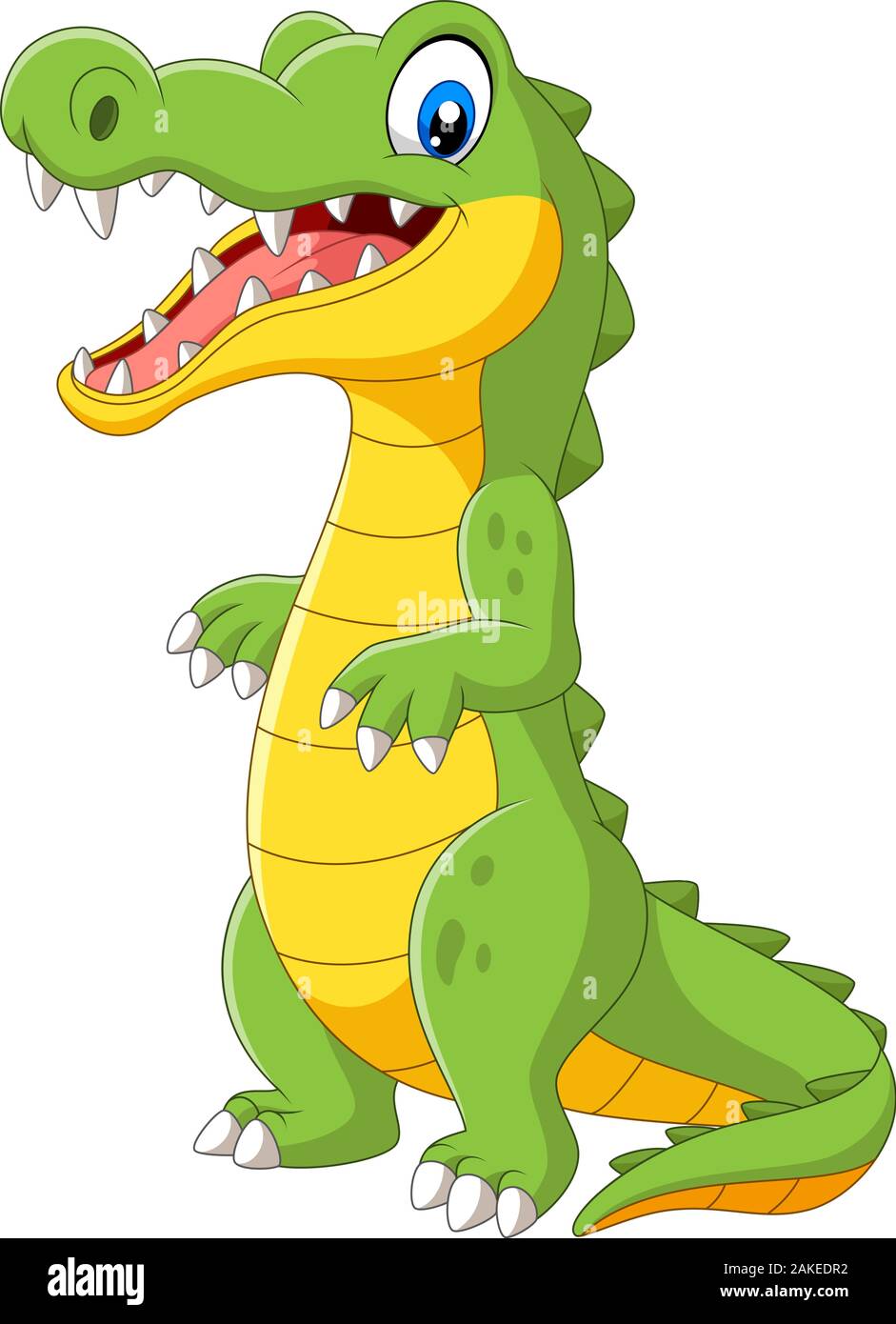 Cartoon cute crocodile standing on white background Stock Vector