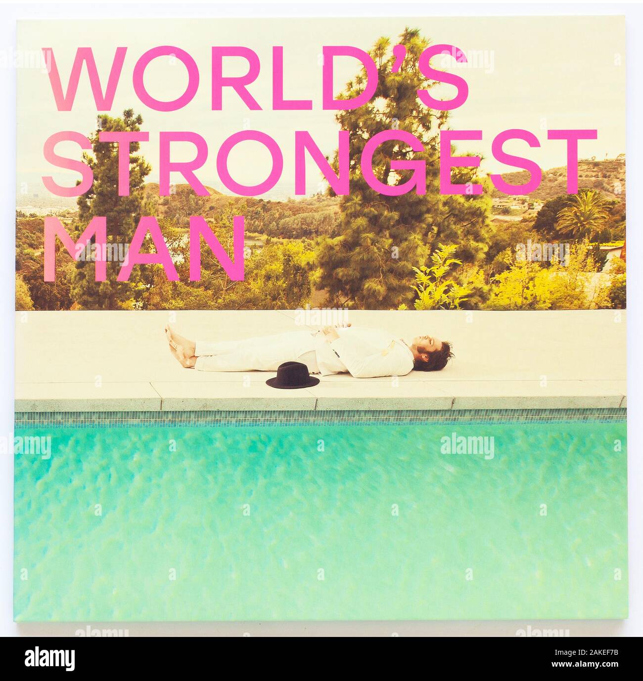 The cover of World’s Strongest Man,  2018 album by Gaz Coombs on Hot Fruit - Editorial use only Stock Photo