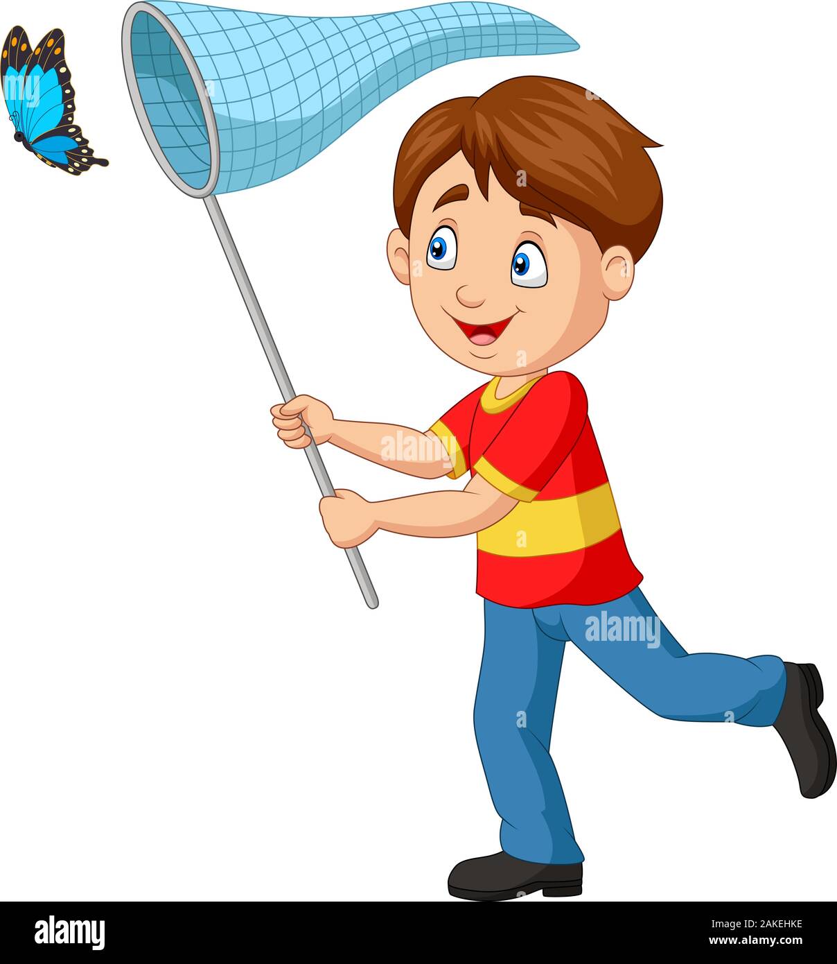 Cartoon boy catching a butterfly Stock Vector Image & Art Alamy