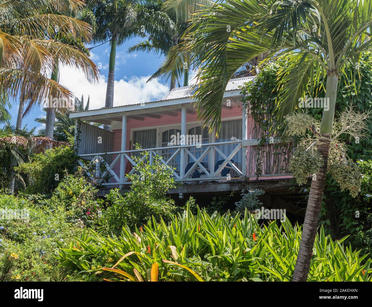 A garden room on the in summer on the island of Antigua Stock Photo