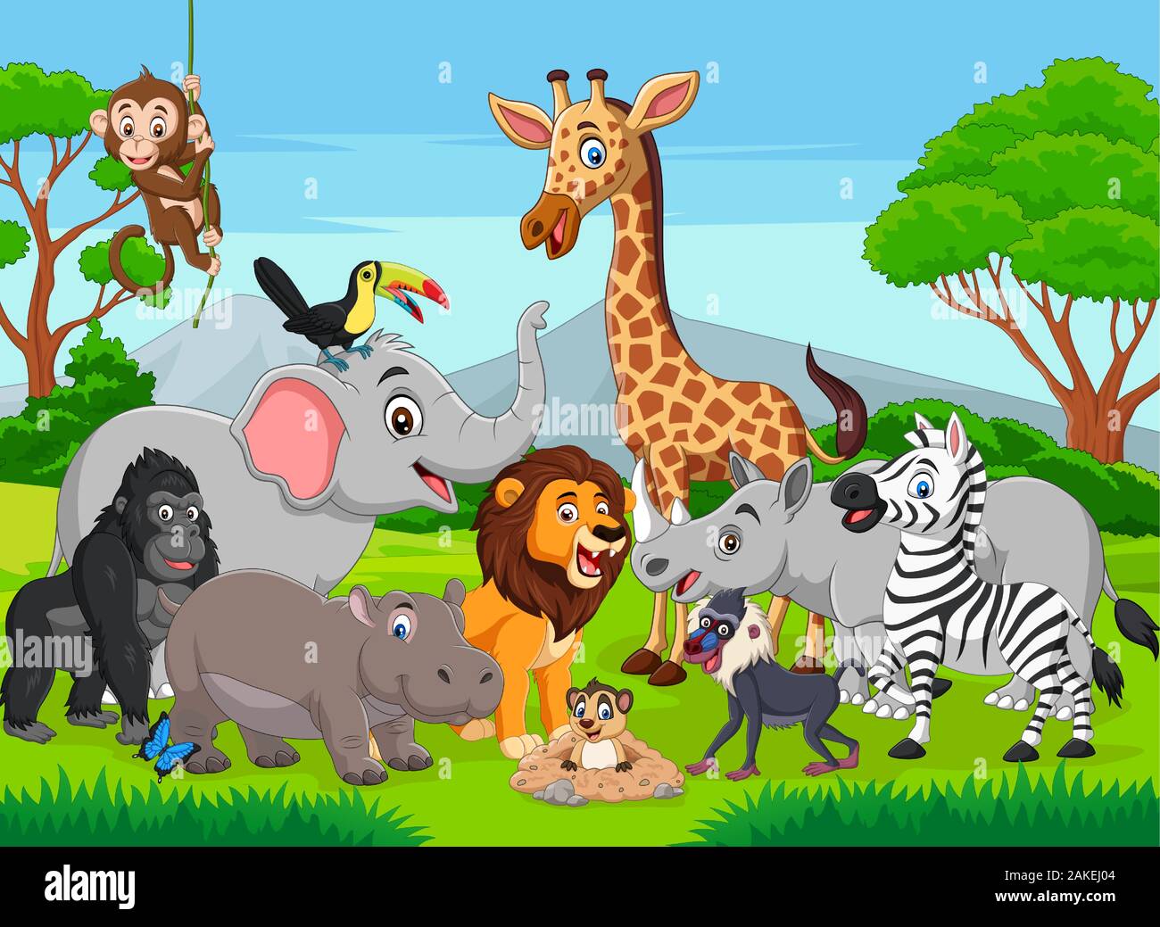 Cartoon wild animals in the jungle Stock Vector Image & Art - Alamy