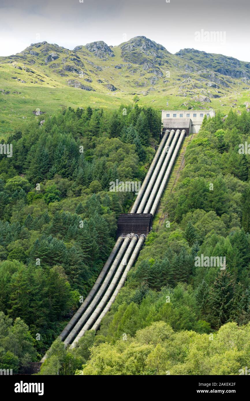 At 152 Mw the Sloy Hydro Power Station is the largest hydro power station in the UK, Loch Lomond, Scotland, UK. August Stock Photo