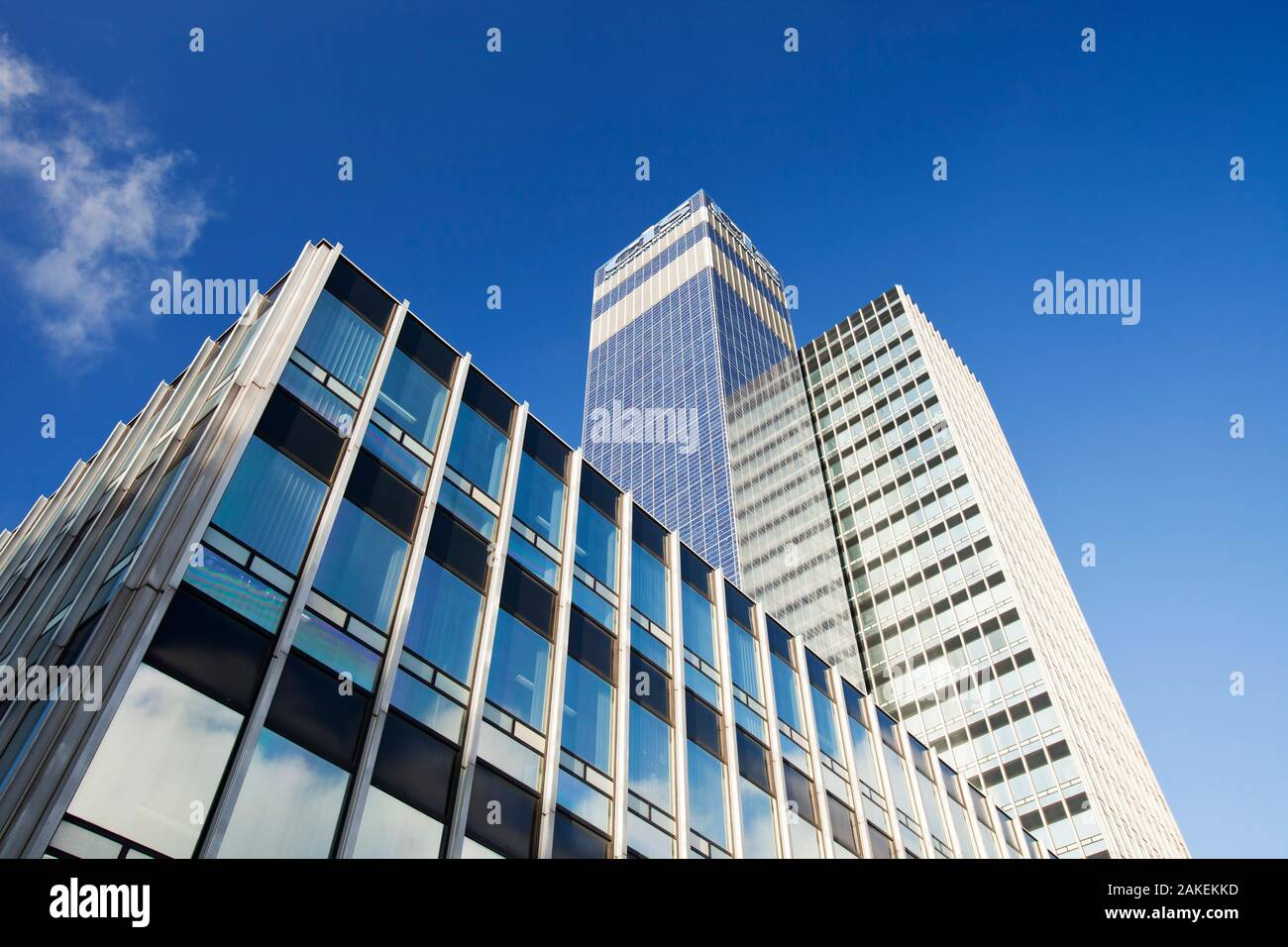 Cooperative CIS Tower in Manchester, England, UK. The tower has been covered in 7000 Solar panels and generates enough green electricity to power 55 homes, or 180, 000 Kw hours per year. November 2011 Stock Photo