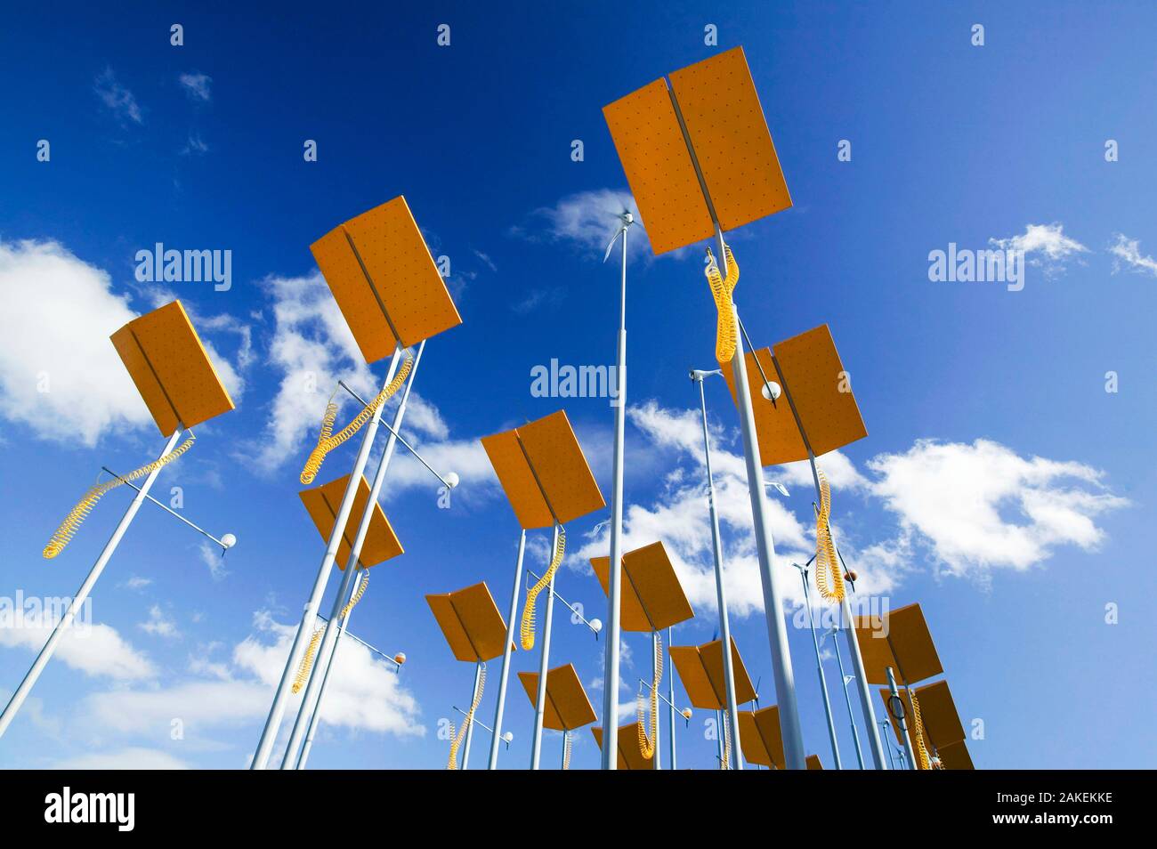Solar panels and wind turbines in Hull Yorkshire UK. September 2006 Stock Photo