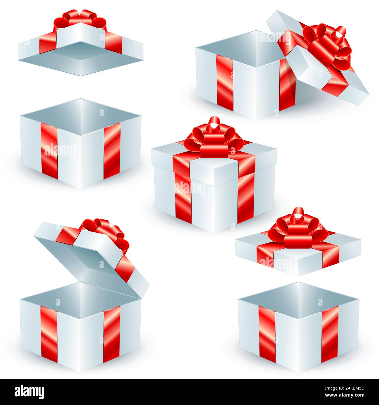 Square gift boxes with red ribbons and bows; Eps8 Stock Vector Image ...