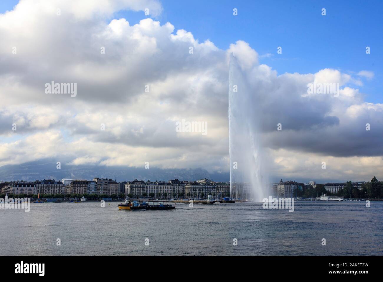 Jet d´Eau, Lake Leman, Geneva. Switzerland Stock Photo