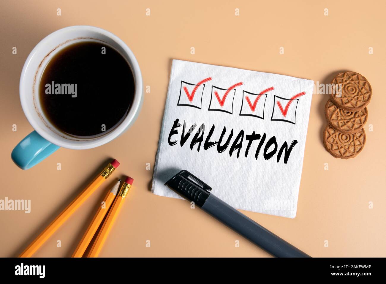 Evaluation. Business, Testing, Analysis and Feedback Concept. Text on a
