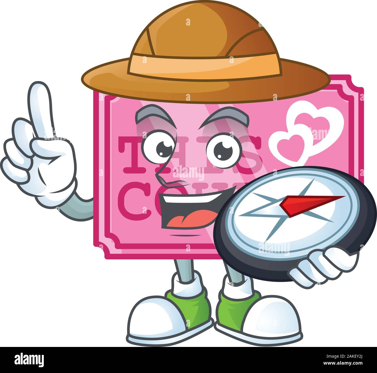 Pink love coupon stylized Explorer having a compass Stock Vector Image ...