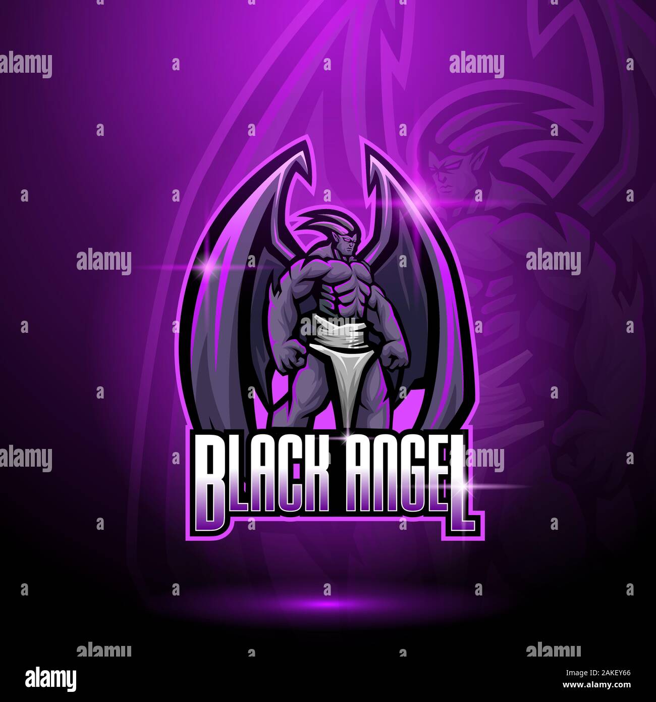 Black angel esport mascot logo design Stock Vector