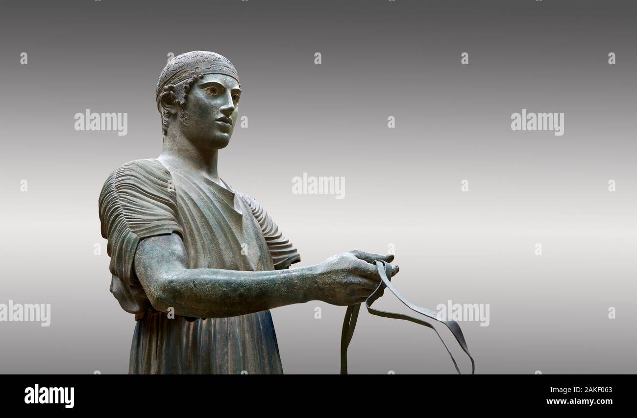 Severe Style Ancient Greek bronze sculpture of a charioteer, 480460 BC