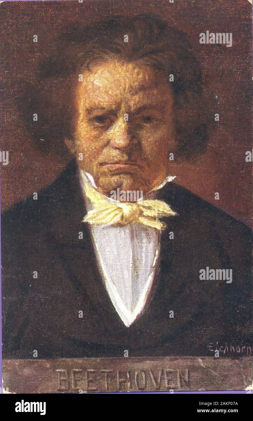 Oil painting full face portrait of Ludwig von Beethoven by Eichhorn Stock Photo
