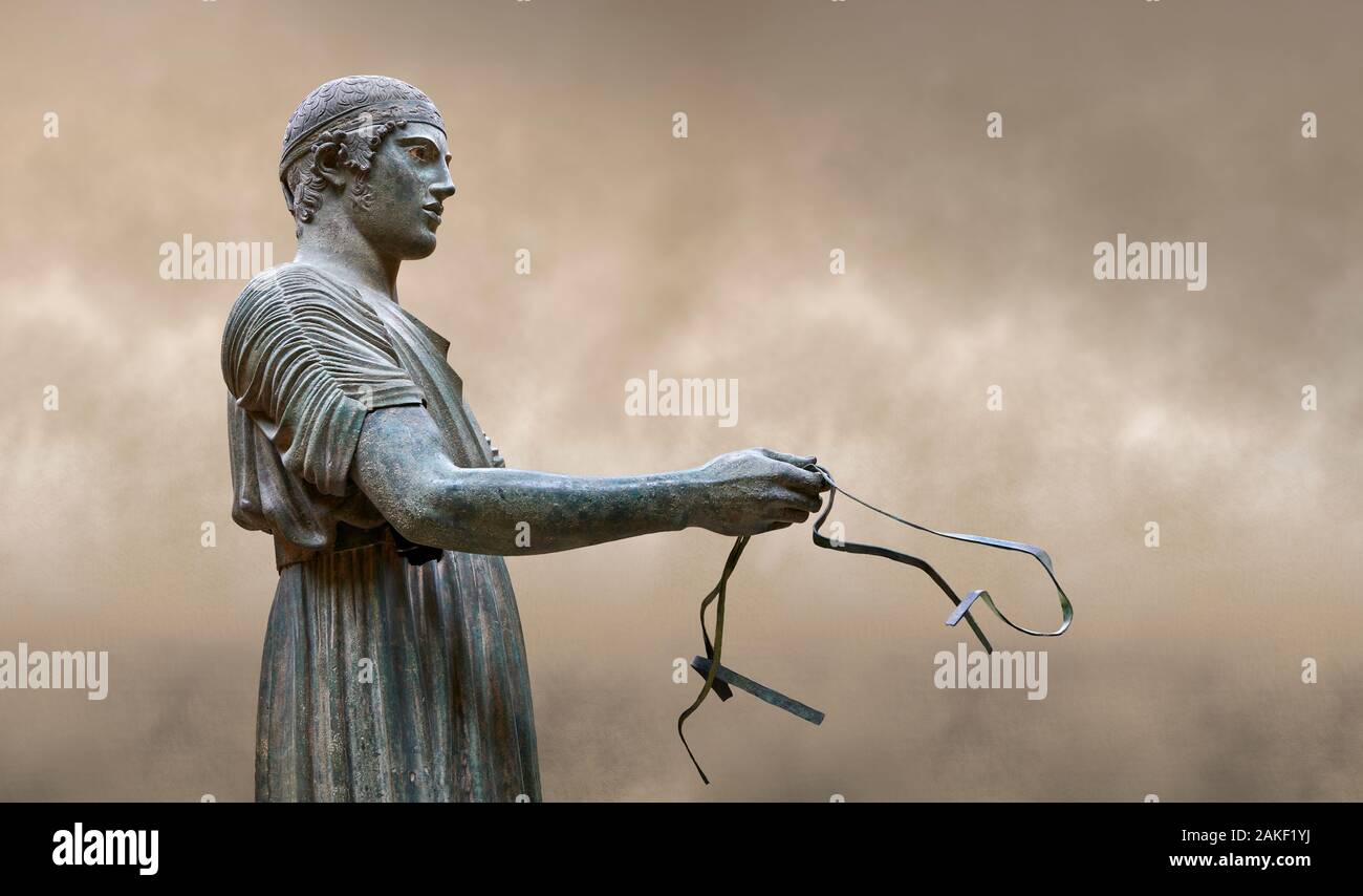 Severe Style Ancient Greek bronze sculpture of a charioteer, 480460 BC