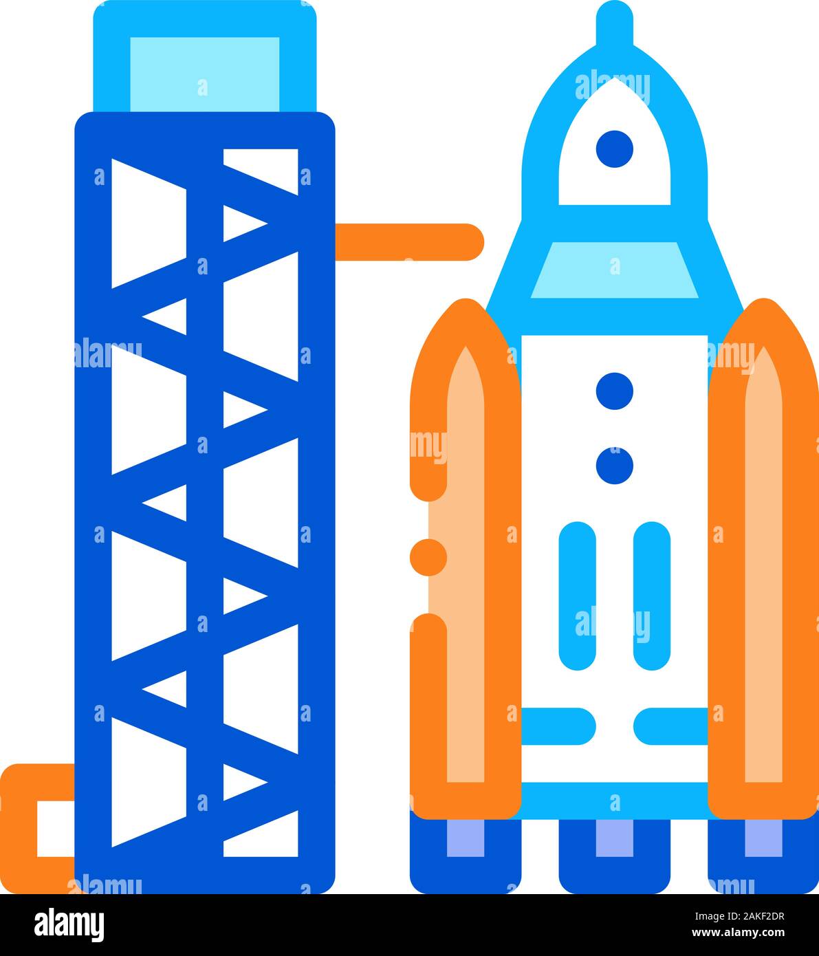 Tower With Space Ship Icon Outline Illustration Stock Vector