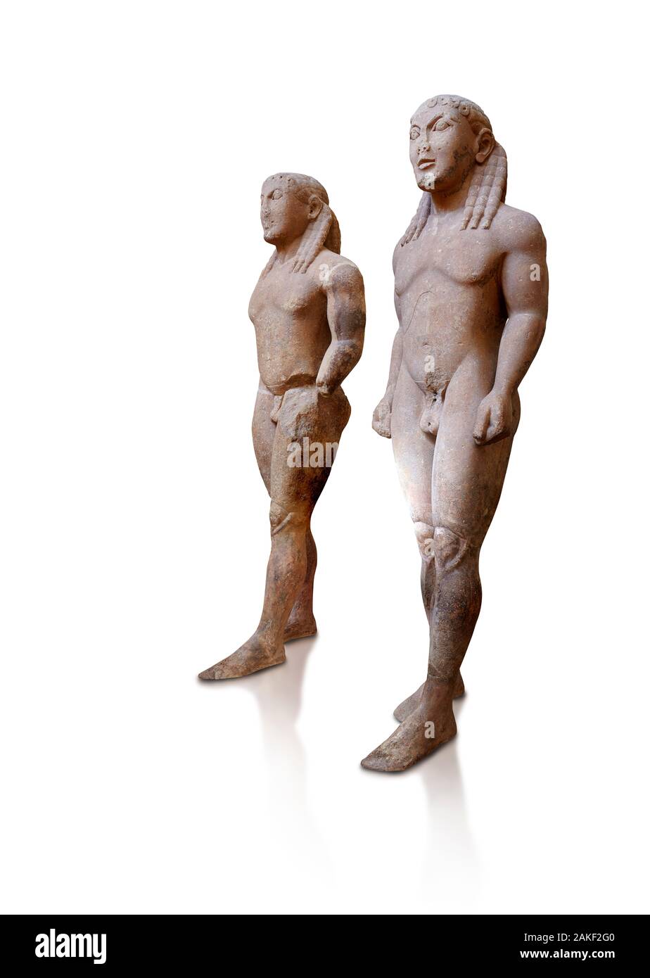 Archaic Ancient Greek marble statue of 2 Kouros Known as the Twins of
