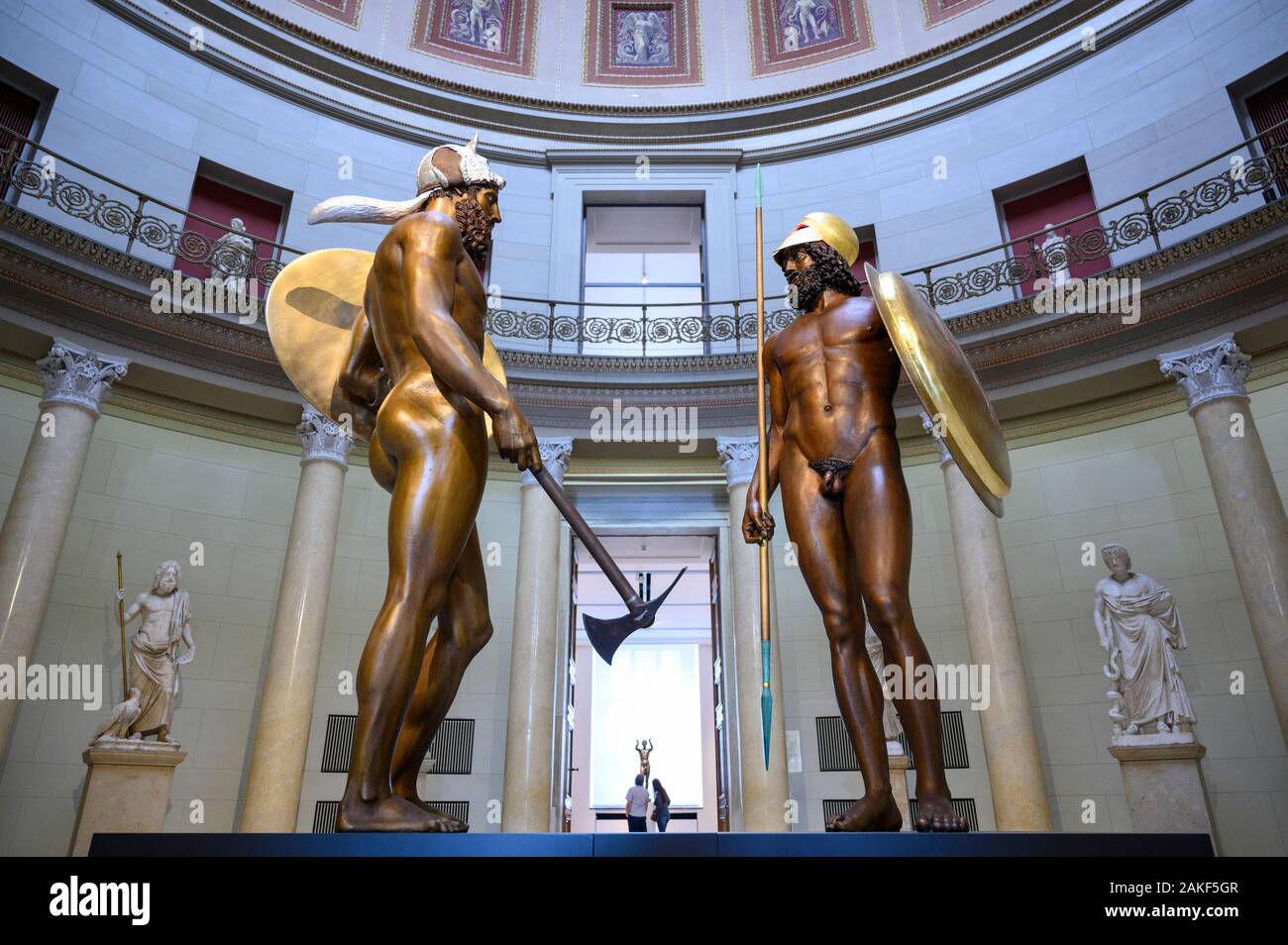 Berlin. Germany. Reconstruction of the ancient Greek bronze statues known as the Riace Warriors (aka Riace Bronzes), showing how the statues may have Stock Photo