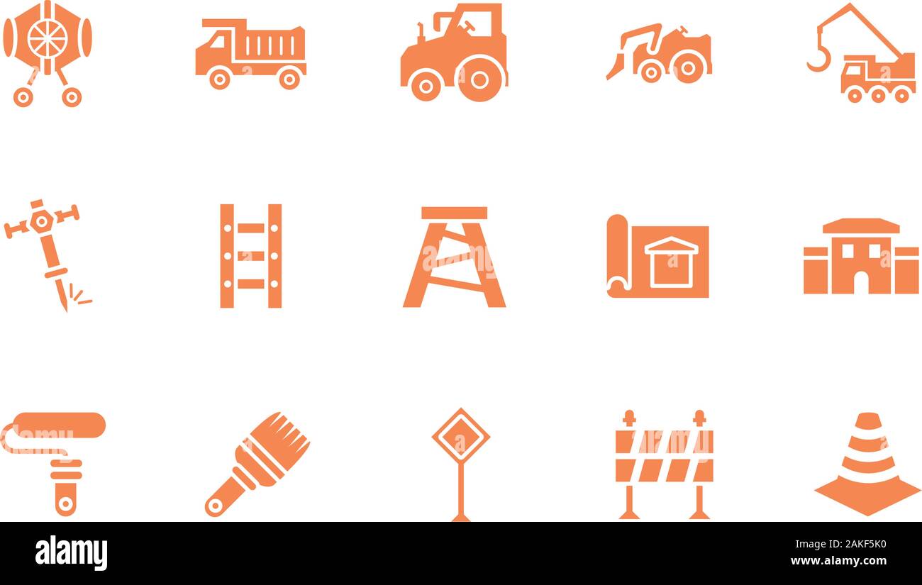 Tools icon set design, Under construction architecture work repair ...