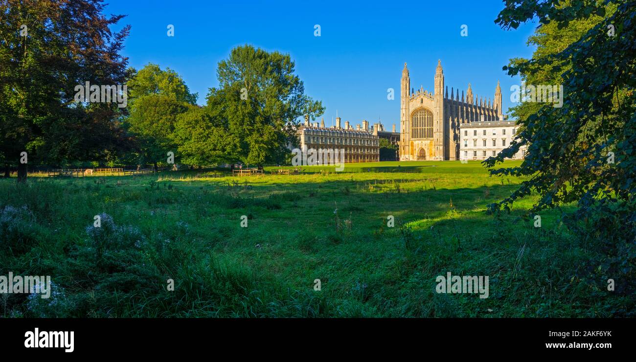 UK, England, Cambridgeshire, Cambridge, King's College viewed from The Backs Stock Photo