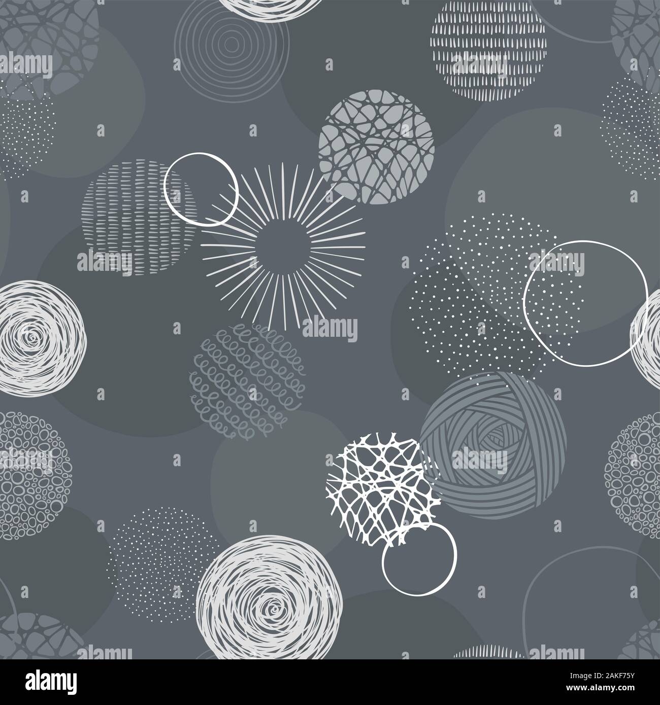 Cute hand drawn doodle circles seamless pattern, abstract and modern ...